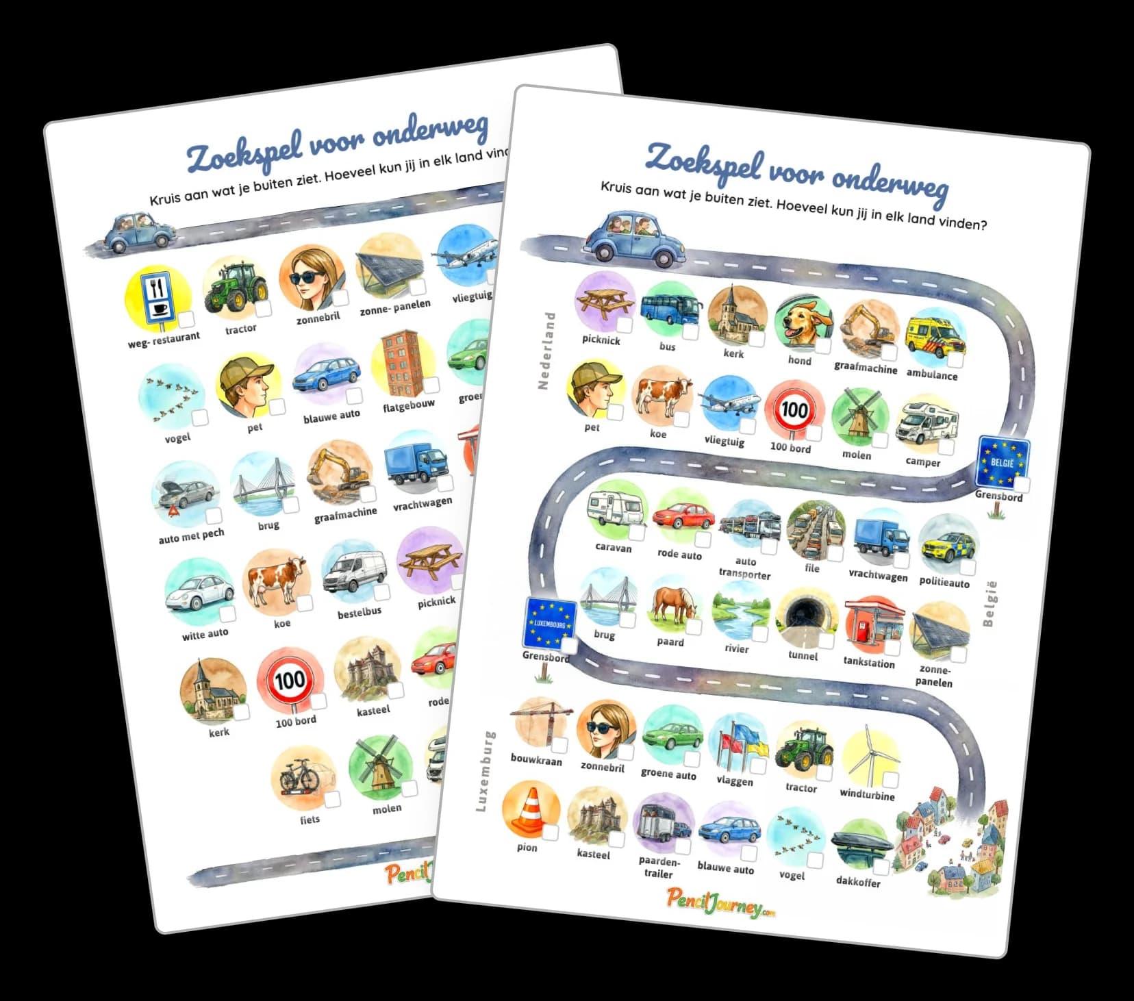 Voorbeeld van een autobingo kaart