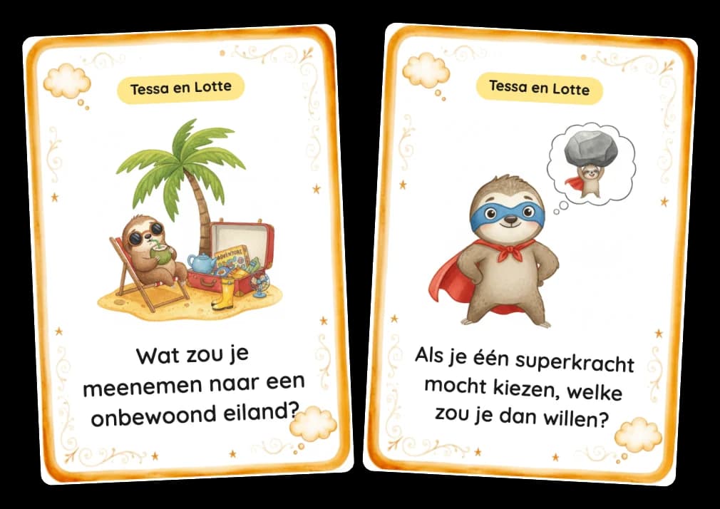 Gesprekskaart met een wat-als vraag voor kinderen