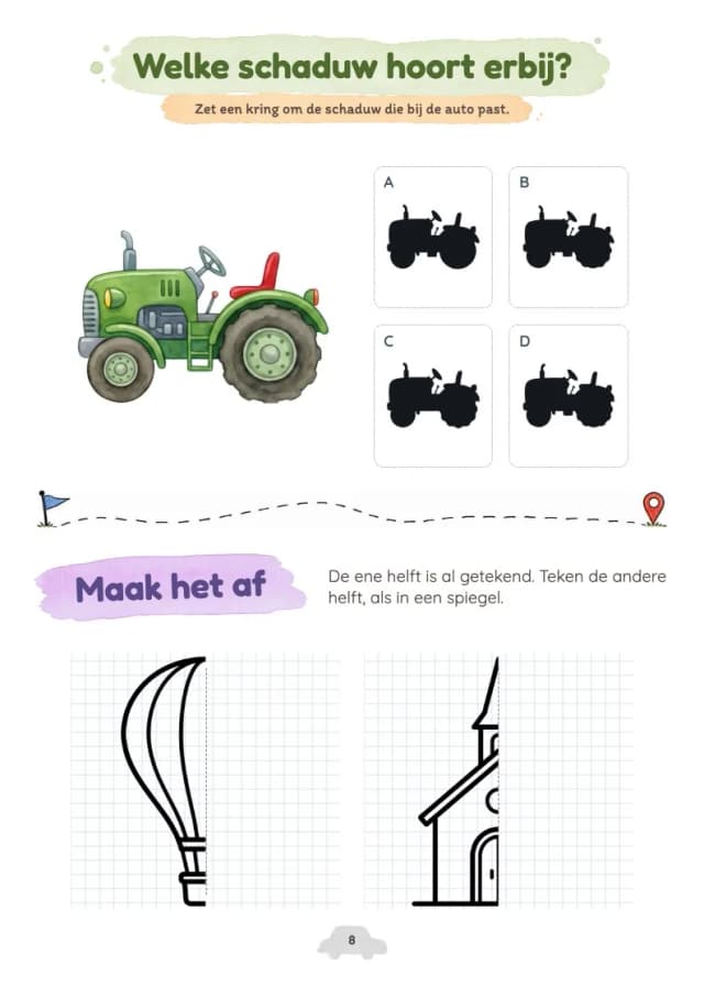 Symmetrie tekenpuzzel: de tekening afmaken met een potlood