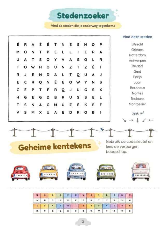 Woordzoeker met vakantiewoorden voor kinderen
